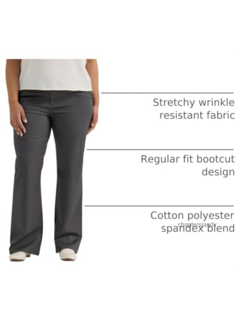Plus Size Wrinkle Free Mid Rise Bootcut Pants Stretch Slacks - Picture 5 of 6